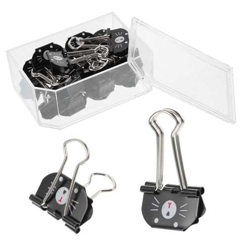 Angoily 20 Stück Sardellen Bindemittel Lieferungen Schreibwaren Kabine Clips Mini-Ordner bürotisch zubehör mehrzweckhalter mini binder papierklemme Papierclips Papierklammern Metall Black von Angoily