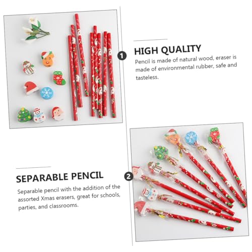 Angoily 25 Stück Weihnachtsbleistift Weihnachten Radiergummis Weihnachtsstifte mit Radiergummi Bleistifte schreibutensilien stempelstifte für Schulbedarf Cartoon-Bleistift von Angoily