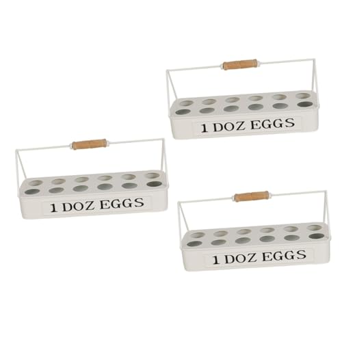 Angoily 3 Stk Tragbare Eierablage Eierkartons vom Bauernhof Gemüsebehälter für eiertablett egg tray Gemüsefach Essenstablett Eierhalter für die Küche Eieraufbewahrungskorb Weiß von Angoily