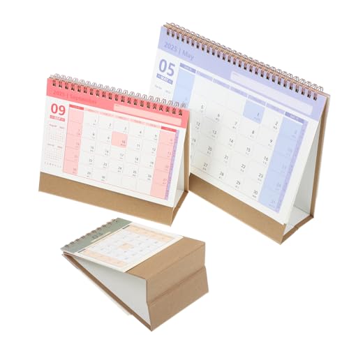 Angoily 3 Stück 2025 Tischkalender Whiteboard Kalender Kunstkalender Notizblock Großer Kalender Klappkalender Stab Dreimonatiger Wandplaner Poster Schreibtisch Klappkalender von Angoily