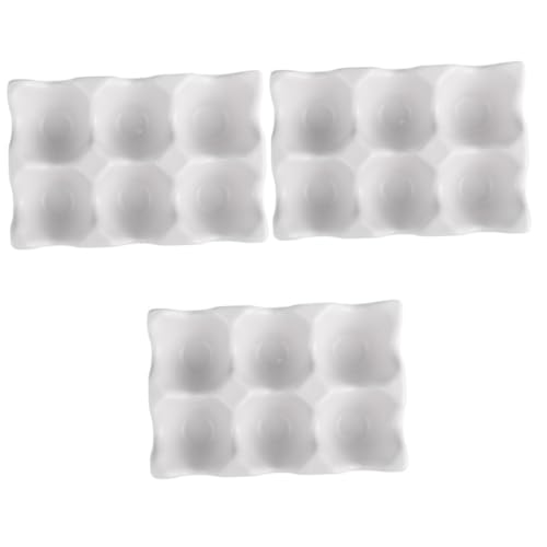 Angoily 3 Stück 6 Aufbewahrungsbehälter für Eier kühlschrankdeo kühlschranklampe Eierhalter Utensilienhalter mit Deckel Eierschale mit 6 Gittern Geschirr Eierregal Spender Tablett Weiß von Angoily
