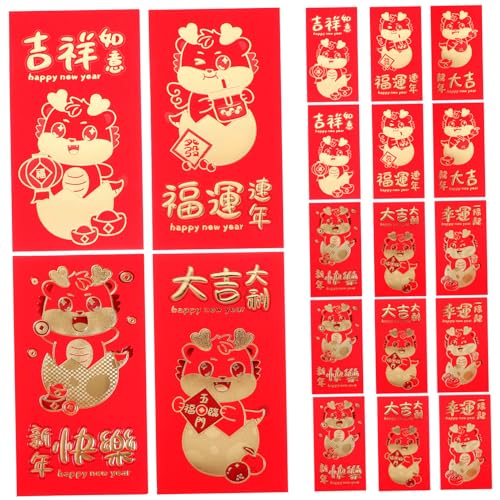 Angoily 30 Stück alle rotes Paket Mondneujahrsumschläge roter Umschlag Vermögen chinese new year chinesisch neujahr selge deko geldbörse 2024 Geldbeutel traditionelle rote Tasche Papier von Angoily