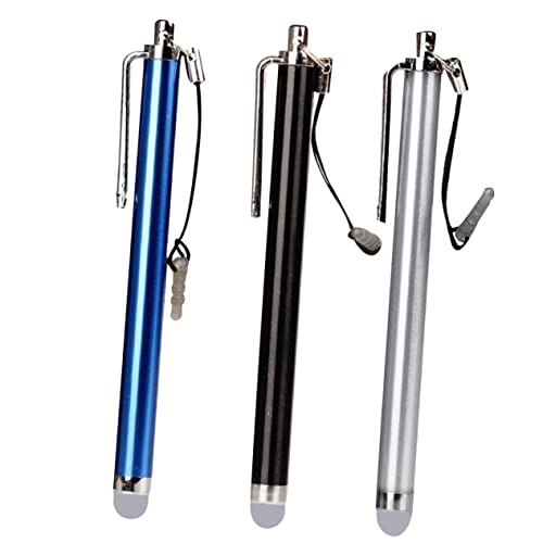Angoily Ersatzspitzen Stylus-Stift-Set 3-teilig Kapazitiver Stift Leitfähiges Tuch Schwarz/silber/185 Mm für Touchscreen-geräte von Angoily