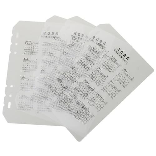 Angoily 4 Stück Kalenderteiler klein Notizbuch Kalendereinlagen im A5-Format notebook zubehör trennstreifen Ordner-Planer-Einsätze Praktische Trennwände für Notizbücher Plastik Weiß von Angoily