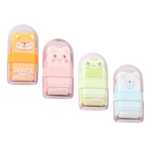 Angoily 4 Stück Rollenradierer Entfernung Mini Kindergäuer Tragen Multipack Tiere Karikatur Süße Schulsachen Für Mädchen Tierrotler Schulbedarf Groß Kawaii Schulmaterial Radiergummi von Angoily