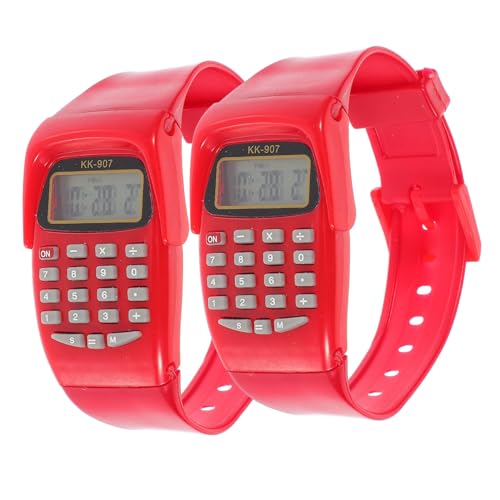 Angoily 4 Stück Taschenrechner Armbanduhr Herrenuhr Berechnung Uhr kinderuhren Armbanduhr Kinder Männergeschenke zum Geburtstag Rechenuhr für Kinder Taschenrechner für Kinder Rucksack Fall von Angoily