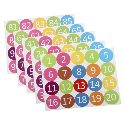 Angoily 5 Blätter Digitales Etikett Nummeriert Aufeinanderfolgenden Größe Zahlen Etiketten Runden Name Pastell Schreibtisch Wasser Aufkleber Mit Kalendernummern Colorful Pvc Selbstklebend von Angoily