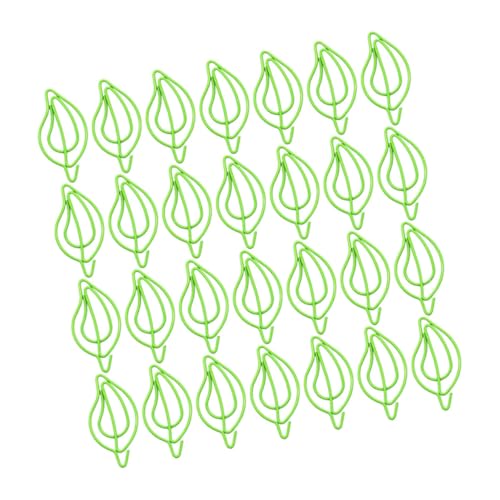 Angoily 50 Stück Grüne Blattpapierklamme Schreibtisch Pastell Büroklammern sortiert geformt Blätter Multi Farbpapierclips papierklammern kleine Größe Kunststoffbeschichtete Leitung von Angoily