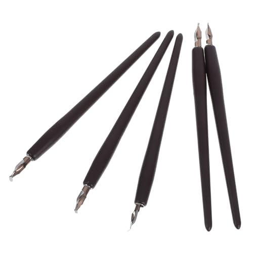 Angoily 5er Set Stift Kalligraphie-füllfederhalter Handgeschnitzte Stempel Füllfederhalter Zum Zeichnen Dekoration Zeichnen Füller Holz Dark Brown von Angoily