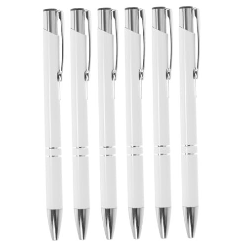 Angoily 6Stücke Einziehbare Metall Kugelschreiber Eleganter Bürostift Für Schule Büro Und Geschenkideen Silberfarbene Schreibgeräte von Angoily