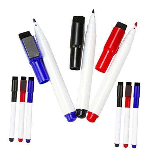 Angoily 9 Stück Magnetischer Whiteboard-Stift klein Planke dünn groß Whiteboard-Grundlage radiergummi trocken abwischbare Stifte Trockenlöscher für die Schule Plastik von Angoily