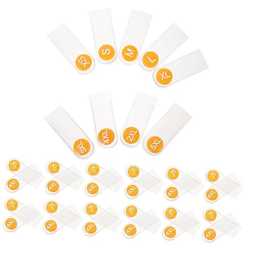 Angoily 90 Stück Creative-Größenetiketten waschbare Kleidergrößenetiketten waschbare Größenetiketten Kleidergrößenanhänger Größenetiketten für Kleidung Etiketten für Hosengrößen Plastik von Angoily