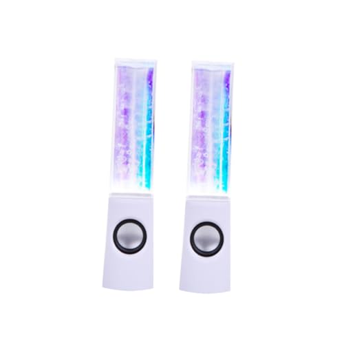 Angoily Brunnenlautsprecher mit Bunten LED Lichtern Bass Stereo Sound Kabelgebundene Lautsprecher für PC Smartphone Laptop Partys Zuhause Weiß von Angoily