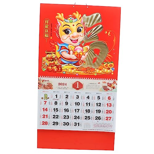 Angoily Wandkalender Mit Drachenmuster Dekorativer Aufhängkalender Für Zuhause Und Büro Jahresübersicht Heimkalender Im Klassischen Design Für Planung Und Organisation von Angoily