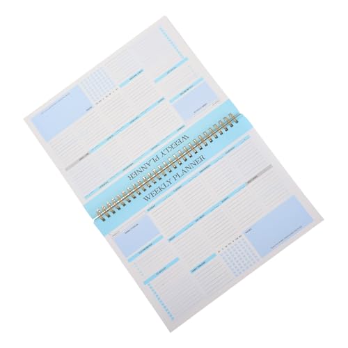 Angoily Wochenplaner wöchentlicher Zeitplan Notizbuch Student Spiral- Notizbücher schülerkalender spiralbindung Einkaufslisten-Notizblock Notizblock für die Essensplanung Papier Blue von Angoily