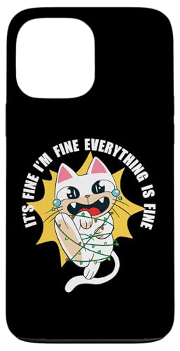 Cat I'm Fine It's Fine Everything Is Fine Weihnachtsbeleuchtung Hülle für iPhone 13 Pro Max von Angry Cat I'm Fine It's Fine Everything Is Fine