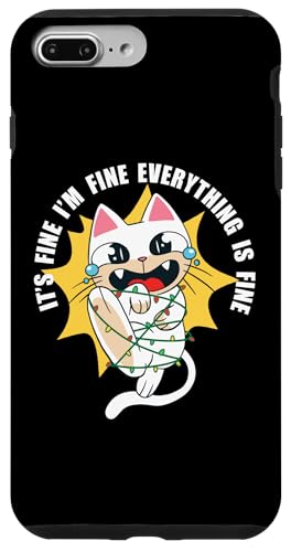 Cat I'm Fine It's Fine Everything Is Fine Weihnachtsbeleuchtung Hülle für iPhone 7 Plus/8 Plus von Angry Cat I'm Fine It's Fine Everything Is Fine