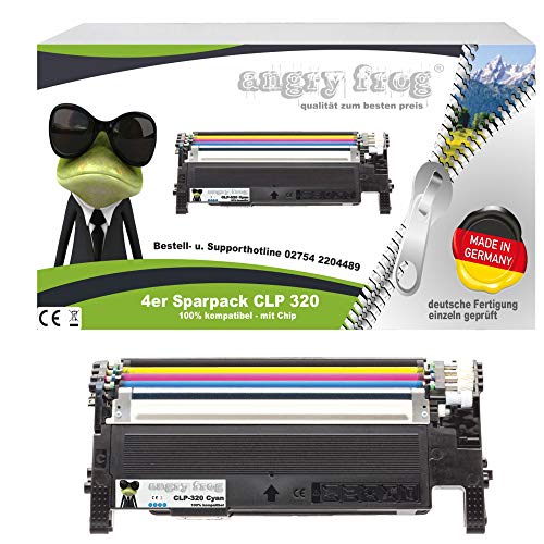 4X Toner Made in Germany ersetzen Samsung CLP320, CLP325 CLT-K4072S, CLT-C4072S, CLT-M4072S, CLT-Y4072S von Angry Frog