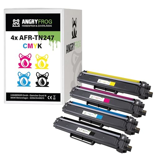 Angry Frog 4X Toner Kompatibel TN247 CMYK für Brother DCP-L3500Series 3510CDW HL-L3200Series 3280CDW MFC-L3700Series von Angry Frog