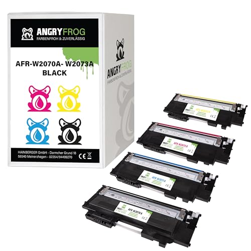 Angry Frog 4X Toner Kompatibel W2070A - W2073A CMYK für HP Color Laser 150a nw Color Laser 150 Series Color Laser MFP 170 Series Color Laser MFP 178nw g Color Laser MFP 179fng fnw fwg von Angry Frog