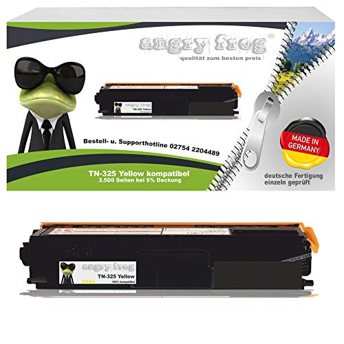 Yellow Toner made in Germany ersetzt BROTHER TN325 Y - für BROTHER DCP 9055 CDN, DCP 9270 CDN, HL 4140 CN, HL 4150 CDN, HL 4570 CDW, HL 4570 CDWT, MFC 9460 CDN, 9465 CDN, 9970 CDW von Angry Frog