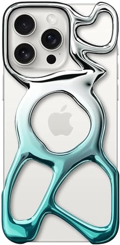 Angry miao Leere Handyhülle für iPhone 16 Pro, MagSafe-kompatibel, 22 g leicht, wärmeableitend, reichlich Schutz, glänzendes Silber + Blau von Angry miao