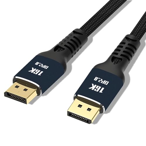 Angusplay 16K DisplayPort Kabel 2.0 2m / 6.6ft, 16K@60Hz(15360x8640), 10K@60Hz, 8K@60Hz, 4K@165Hz 4K@144Hz DP zu DP 2.0 Kabel, Highspeed 80Gbps, HDR, 3D, HDCP für Monitor Video Grafikkarte usw von Angusplay