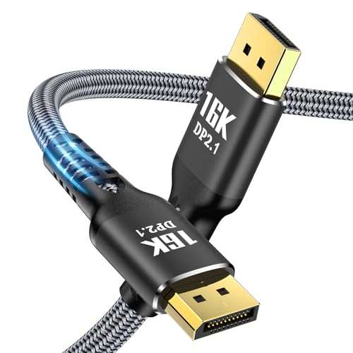 Angusplay 3m DisplayPort Kabel 16K DP 2.1 2.0 [16K @ 60Hz, 8K @ 120Hz, 4K @ 240Hz 165Hz 144Hz, 80Gbps HDR10 HDCP DSC 1.2a] Geflochtenes DP Kabel für FreeSync G-Sync Gaming Monitor von Angusplay