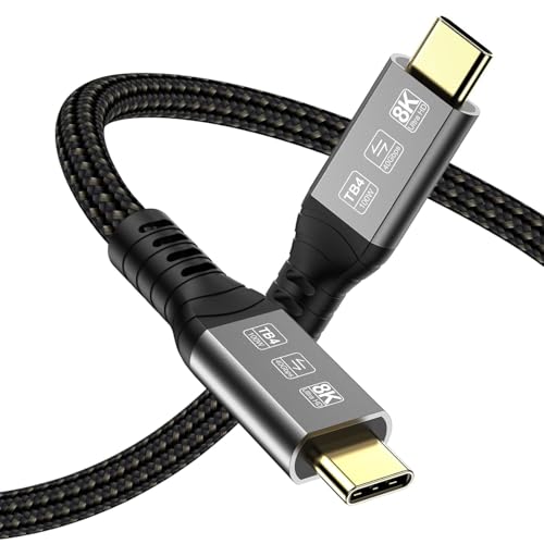 Angusplay USB C Thunderbolt 4 Kabel 40Gbps, USB4 Geflochtene Kabel, 8K 60Hz Video, 100W TB4 Kabel Kompatibel mit Thunderbolt 4/3, USB4/3, Typ C, für iPhone 15 Pro Max, Mac MacBook Pro, SSD eGPU, 1m von Angusplay