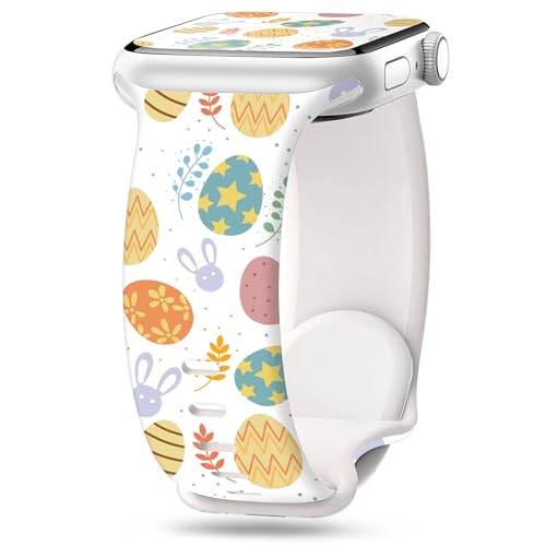 Aniaboho Kompatibel mit Urlaub Apple Watch 10 Armband 44mm 46mm 45mm 42mm 49mm, Ostern Damen Silikon iWatch Armband für Apple Watch Ultra 2 1 SE 10 9 8 7 6 5 4 3 2 1 Armband, Weiße Ostereier & Hasen Aniaboho Kompatibel mit Urlaub Apple Watch 10 Armband 44mm 46mm 45mm 42mm 49mm, Ostern Damen Silikon iWatch Armband für Apple Watch Ultra 2 1 SE 10 9 8 7 6 5 4 3 2 1 Armband, Weiße Ostereier & Hasen von Aniaboho