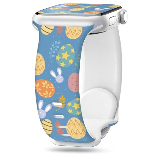 Aniaboho Kompatibel mit Urlaub Apple Watch 10 Armband 44mm 46mm 45mm 42mm 49mm, Ostern Damen Silikon iWatch Armband für Apple Watch Ultra 2 1 SE 10 9 8 7 6 5 4 3 2 1 Armband, Weiße Ostereier & Hasen Aniaboho Kompatibel mit Urlaub Apple Watch 10 Armband 44mm 46mm 45mm 42mm 49mm, Ostern Damen Silikon iWatch Armband für Apple Watch Ultra 2 1 SE 10 9 8 7 6 5 4 3 2 1 Armband, Weiße Ostereier & Hasen von Aniaboho
