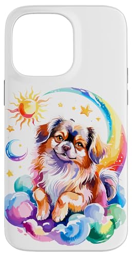 Rainbow Clouds Tibetan Spaniel Hülle für iPhone 14 Pro Max von Animal Dog Lover Gifts