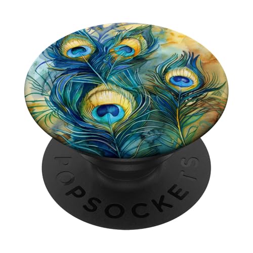 Pfauenfeder-Muster PopSockets Klebender PopGrip Pfauenfeder-Muster PopSockets Klebender PopGrip von Animal Lover Peacock Accessories