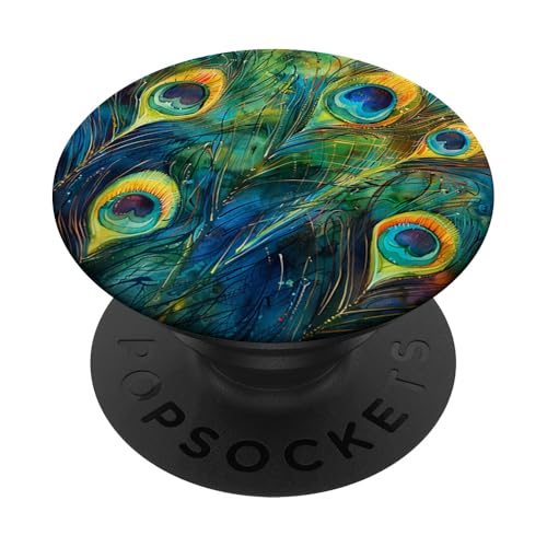 Pfauenfeder-Muster PopSockets Klebender PopGrip Pfauenfeder-Muster PopSockets Klebender PopGrip von Animal Lover Peacock Accessories