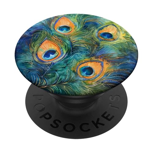 Pfauenfeder-Muster PopSockets Klebender PopGrip Pfauenfeder-Muster PopSockets Klebender PopGrip von Animal Lover Peacock Accessories