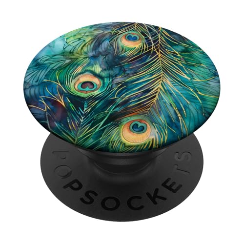Pfauenfeder-Muster PopSockets Klebender PopGrip Pfauenfeder-Muster PopSockets Klebender PopGrip von Animal Lover Peacock Accessories