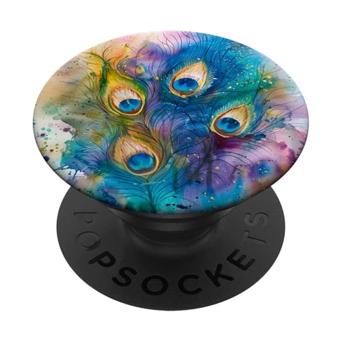 Pfauenfedern Muster Aquarell PopSockets Klebender PopGrip Pfauenfedern Muster Aquarell PopSockets Klebender PopGrip von Animal Lover Peacock Accessories