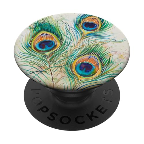Pfauenfedern Muster Aquarell PopSockets Klebender PopGrip Pfauenfedern Muster Aquarell PopSockets Klebender PopGrip von Animal Lover Peacock Accessories