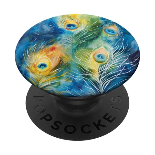Pfauenfedern Muster Aquarell PopSockets Klebender PopGrip Pfauenfedern Muster Aquarell PopSockets Klebender PopGrip von Animal Lover Peacock Accessories