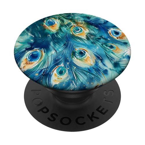 Pfauenfedern Muster Aquarell PopSockets Klebender PopGrip Pfauenfedern Muster Aquarell PopSockets Klebender PopGrip von Animal Lover Peacock Accessories