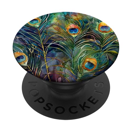 Pfauenfedern Muster Aquarell PopSockets Klebender PopGrip Pfauenfedern Muster Aquarell PopSockets Klebender PopGrip von Animal Lover Peacock Accessories