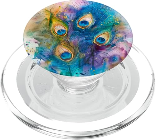 Pfauenfedern Muster Aquarell PopSockets PopGrip für MagSafe Pfauenfedern Muster Aquarell PopSockets PopGrip für MagSafe von Animal Lover Peacock Accessories
