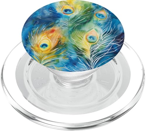 Pfauenfedern Muster Aquarell PopSockets PopGrip für MagSafe Pfauenfedern Muster Aquarell PopSockets PopGrip für MagSafe von Animal Lover Peacock Accessories