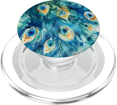Pfauenfedern Muster Aquarell PopSockets PopGrip für MagSafe Pfauenfedern Muster Aquarell PopSockets PopGrip für MagSafe von Animal Lover Peacock Accessories