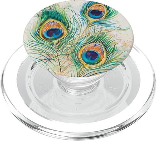 Pfauenfedern Muster Aquarell PopSockets PopGrip für MagSafe Pfauenfedern Muster Aquarell PopSockets PopGrip für MagSafe von Animal Lover Peacock Accessories
