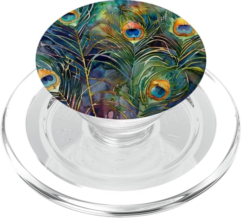 Pfauenfedern Muster Aquarell PopSockets PopGrip für MagSafe Pfauenfedern Muster Aquarell PopSockets PopGrip für MagSafe von Animal Lover Peacock Accessories