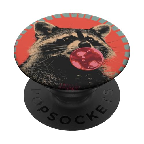 Niedliche Raccoon Retro Bubble Gum Brille PopSockets Klebender PopGrip von Animal Lover Raccoon Accessories