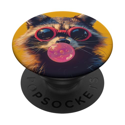Niedliche Raccoon Retro Bubble Gum Brille PopSockets Klebender PopGrip von Animal Lover Raccoon Accessories