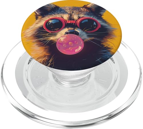 Niedliche Raccoon Retro Bubble Gum Brille PopSockets PopGrip für MagSafe von Animal Lover Raccoon Accessories