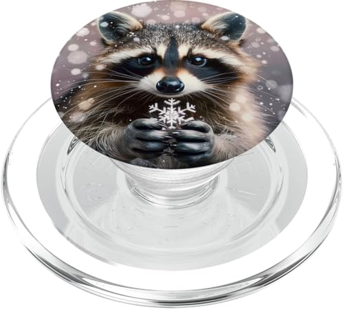 Süßer Waschbär mit Schneeflocke PopSockets PopGrip für MagSafe von Animal Lover Raccoon Accessories